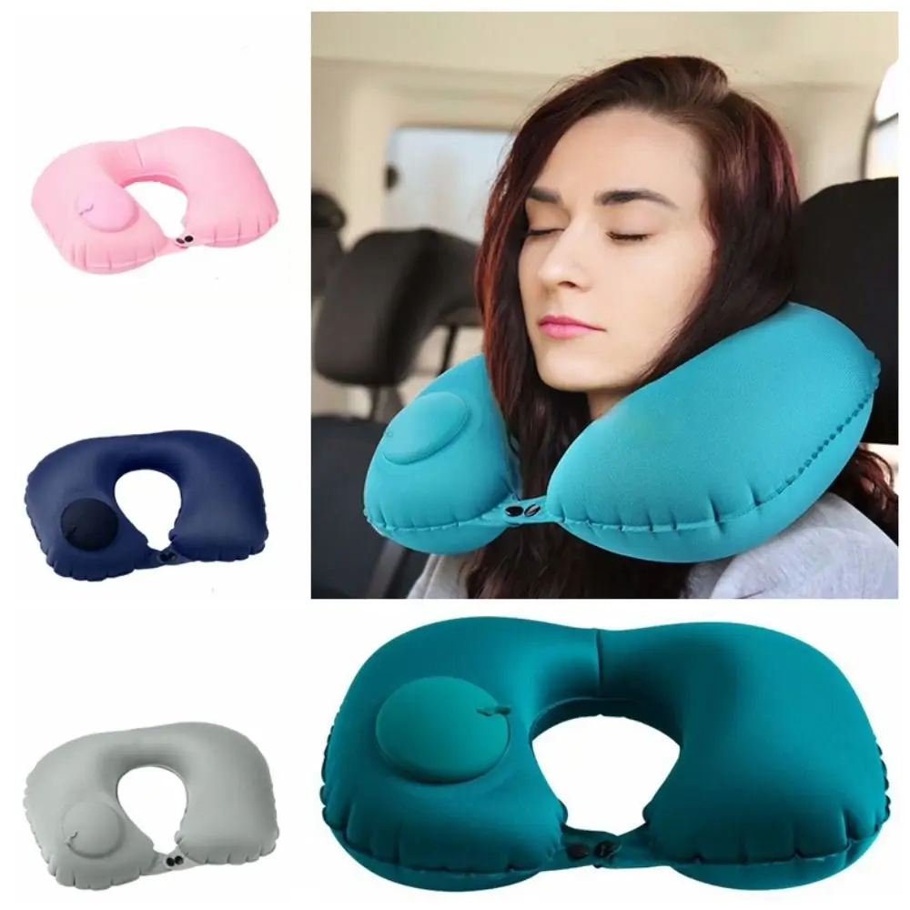 Super Light Automatic Air Inflatable Pillow Ring Folding Portable U-SHape Pillow Press-inflatable U Shape Neck Cushion Tourist