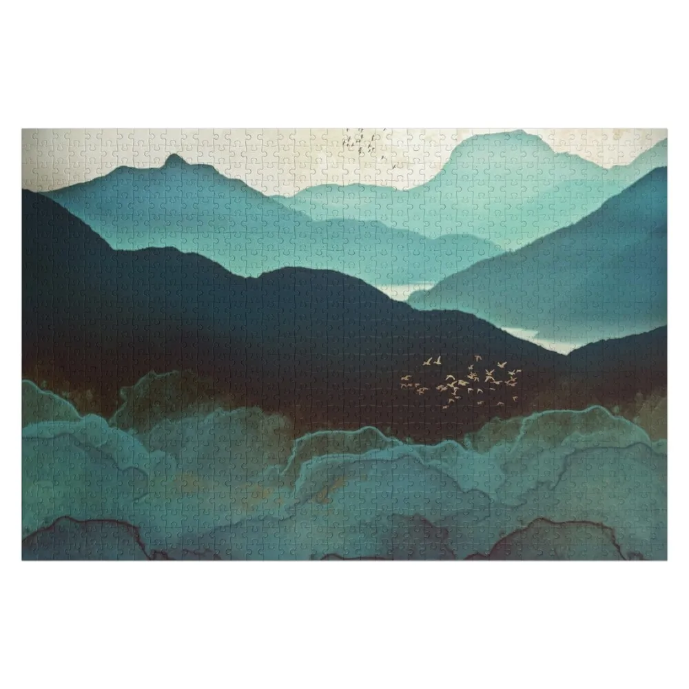 Indigo Mountains Jigsaw Puzzle Customized Photo Personalized Baby Object Wood Photo Personalized Custom Wood Puzzle