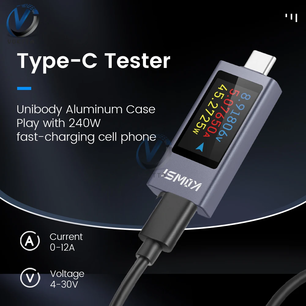 Imagem -04 - Tipo-c Voltímetro Corrente e Tensão Test Monitor Power Meter Battery Capacidade Tester Kws2303c dc 430v 012a