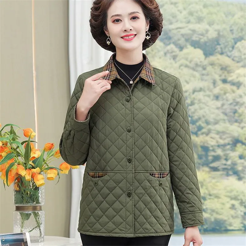 Winter Cotton Jacket Women 2023 New Loose Lapel Coat Fashion Pocket Outerwear Pure Colour Single-Breasted Overcoat Female 5XL