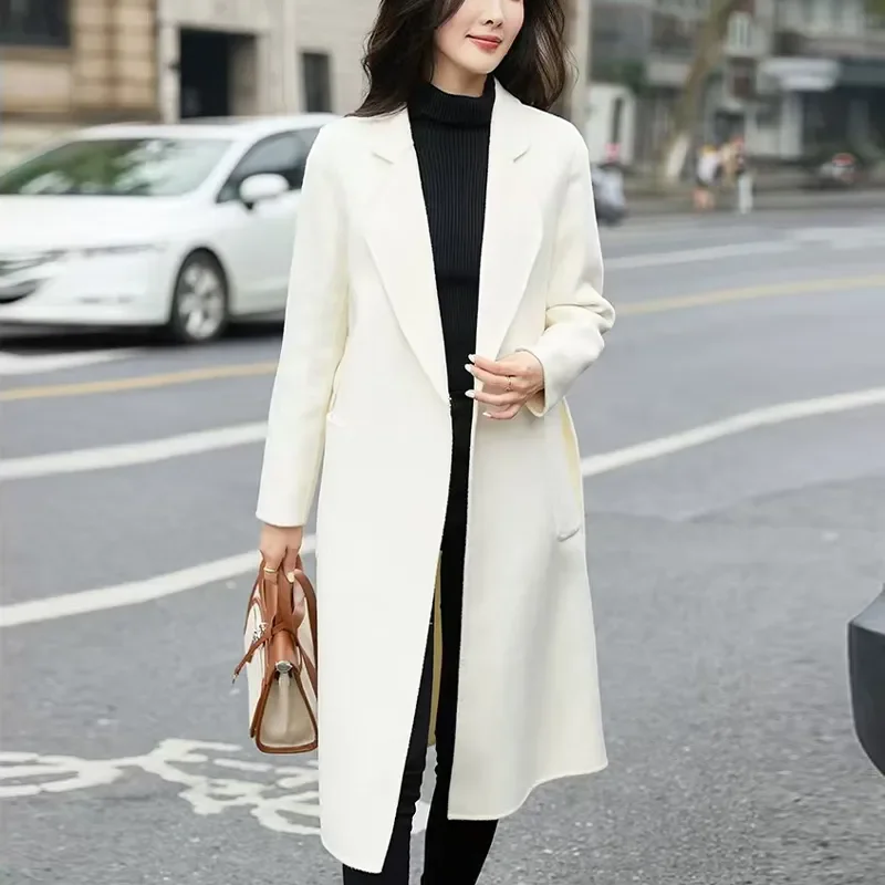 

High-End Casual Korean Woolen Trenchcoat Jacket Women's Coat 2025 Autumn Winter New Mid-Length Slim Wool Windbreakers Coat