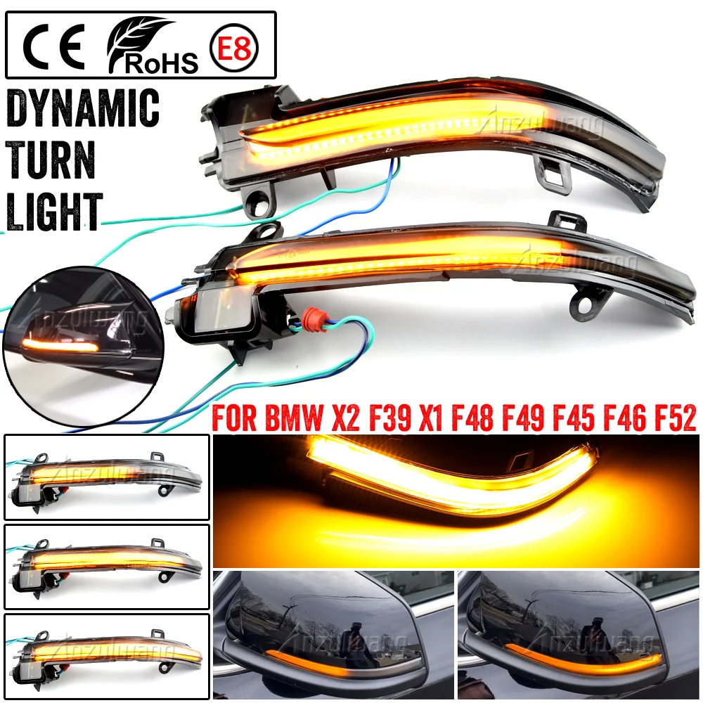 2x LED Dynamic Turn For BMW X1 F48 2016-2018 2 Series F45 F46 X2 F39  Signal Blinker Sequential Side Mirror Indicator Light