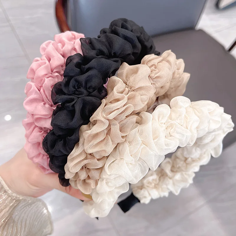 New Fashion headband Sweet little fresh Princess wind mesh gauze pleated fluffy high cranial top fairy headband hair accessories