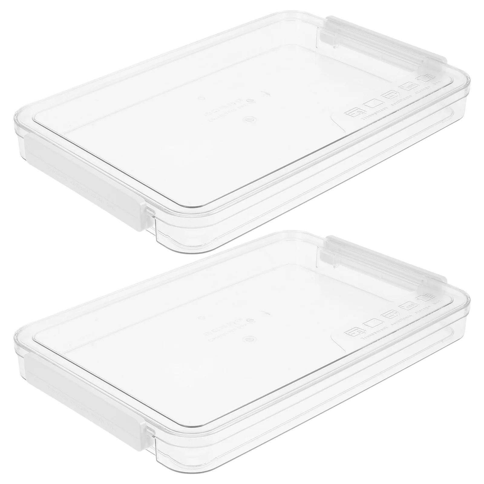 

2pcs Clear Plastic File Storage Box Lid Portable Document Organizer Office Paper Container White Large Capacity Flat Storage Bin