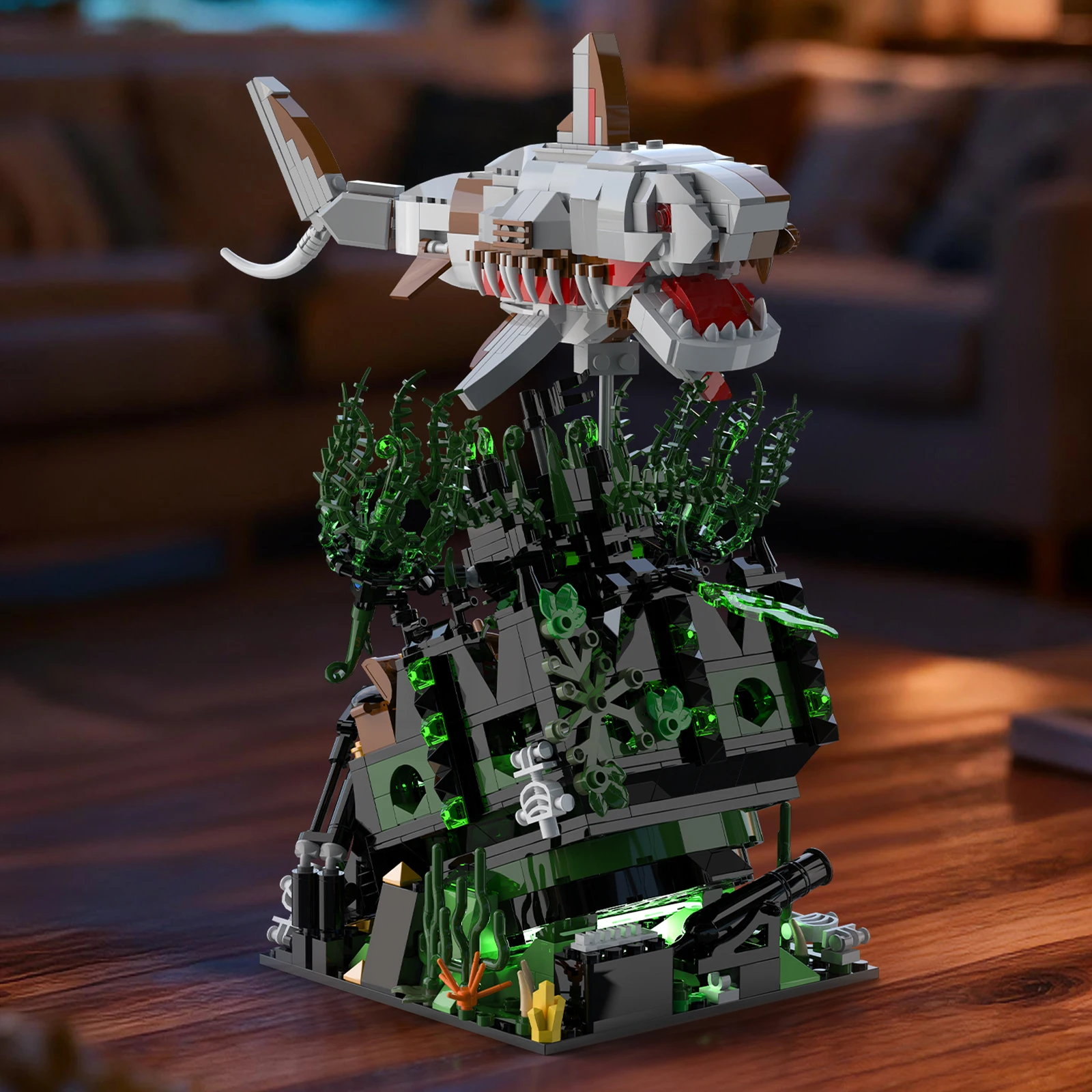 1014 Piezas de Bloques de Construcción de Tiburón Esqueleto de Naufragio, Modelo de Pirata DIY MOC, Juguetes Creativos para Niños, Decoración de Escritorio Genial