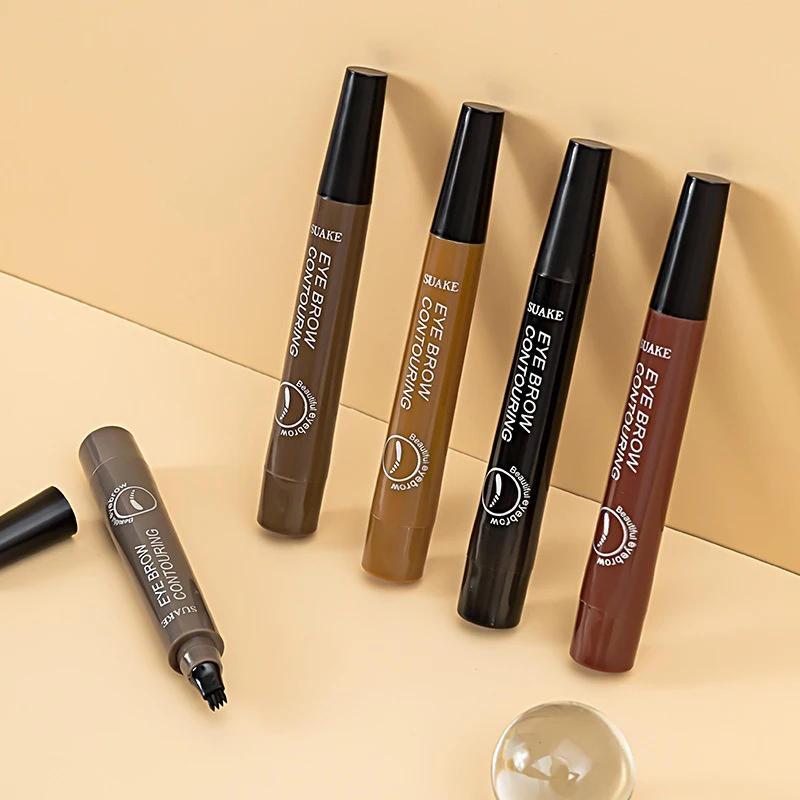 Lápiz de cejas de cuatro tenedores, cejas de dibujo impermeables duraderas naturales sin color con raíces