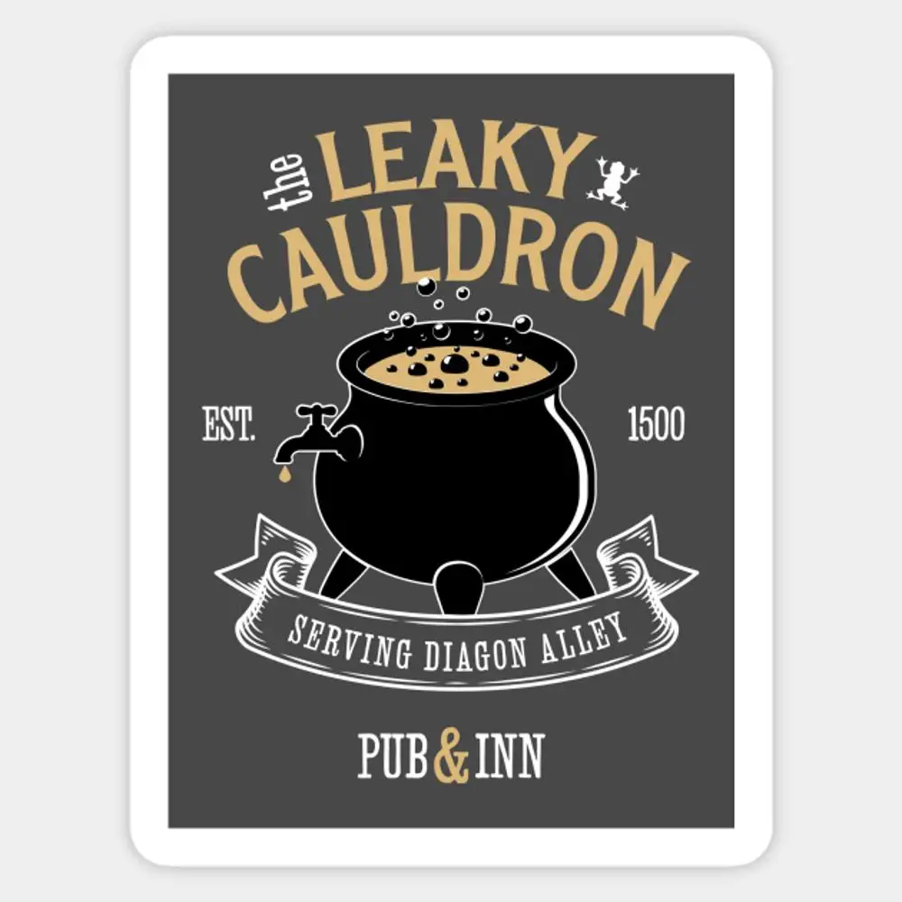 

Leaky Cauldron Sticker for Laptop Decor Bedroom Car Cute Cartoon Art Fashionable Public Suitcase