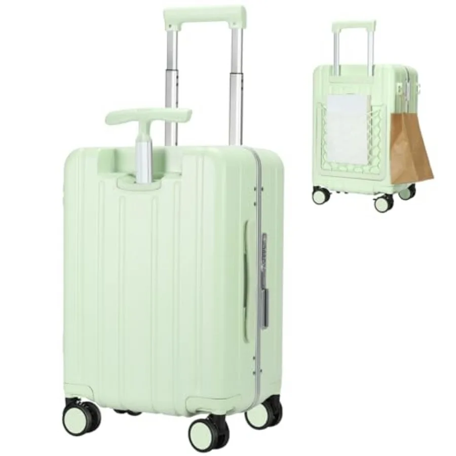 

Carry On Luggage Double Handle Suitcase with Net Pocket, Hard Shell Spinner Wheels Luggage with TSA LockandSeat Belt, 20 inch