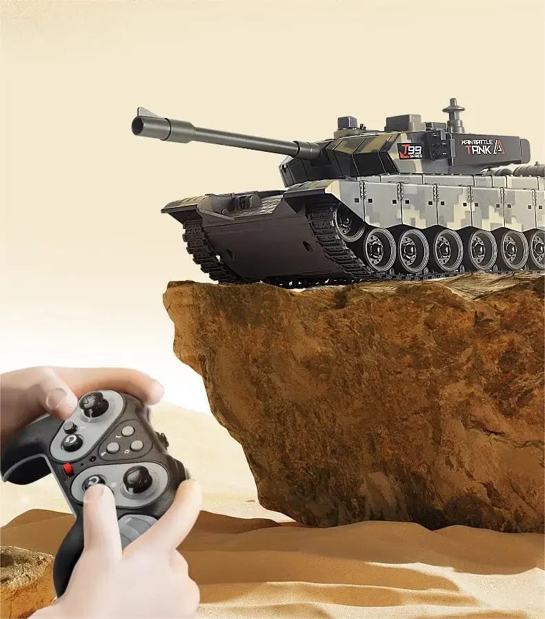 Rc Tank 2.4G 11Ch Remote Control Crawler Tracked Tank Electric Battle Tank Toy for Boys Kids Green War Tank Gift for Child