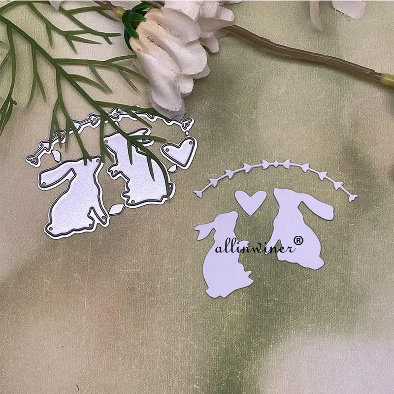 

Rabbit heart leaf strip Metal Cutting Dies Stencils Die Cut for DIY Scrapbooking Album Paper Card Embossing