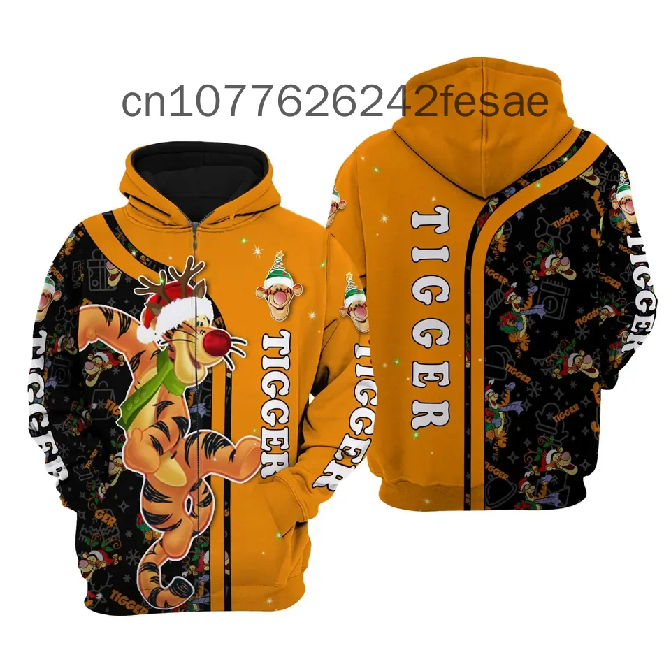 Disney Christmas Tigger Hoodies 3D Printed Casual Fashion Street Men's and Women's Children's Hoodies