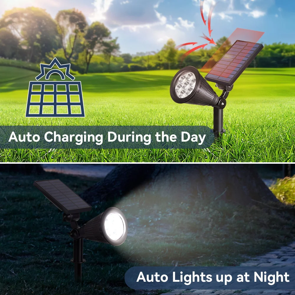 Solar Outdoor Lights Energy Saving LED Lawn Light IP65 Waterproof Solar Powered Spotlight for Garden Decor Landscape Yard Light