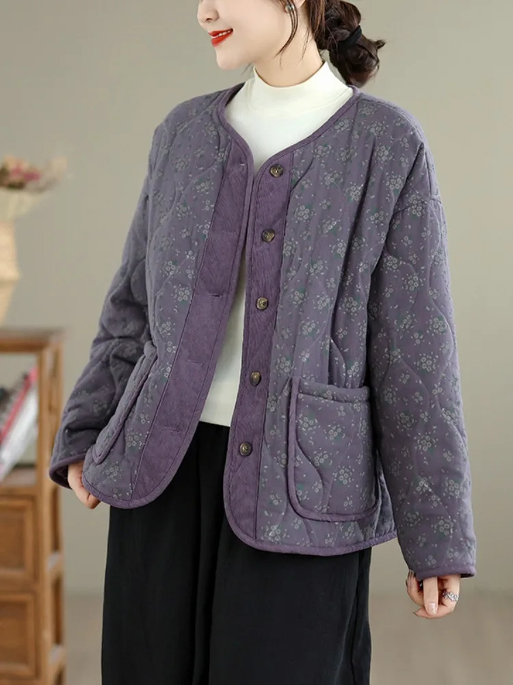 

Высококачественная хлопковая куртка ручной работы в стиле ретро, женская верхняя одежда, зимняя теплая домашняя одежда, хлопковое пальто большого размера, удобная посадка