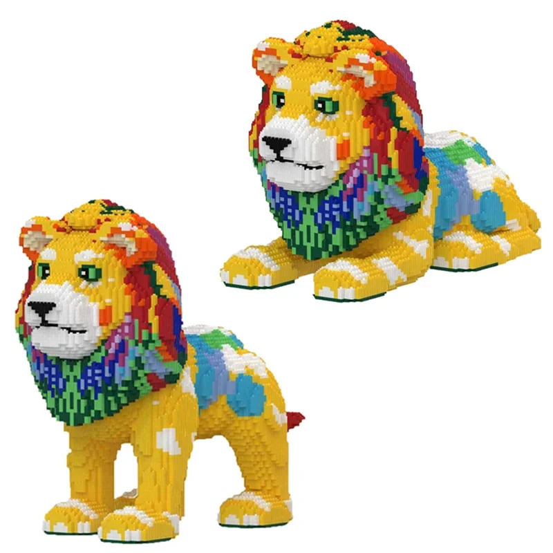 Animal Assembled Magic Block Huge Colorful lion Building Block lion Brick Model  Decompression Toy For Home Decoration