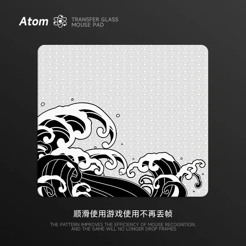 Japanese Waves Glass Mouse Pad Gaming Pad Smooth Frosted Surface Waterproof Desk Tempered Multiple 450x400 Large Size Optional