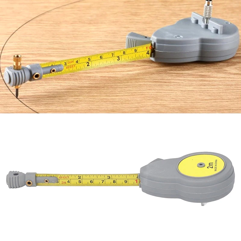 2M Rotating Tape Measure Compass-with 10 Pencil Leads &Locking Button for Precision Circle/Drawing,Adjustable Beam Drafting Tool