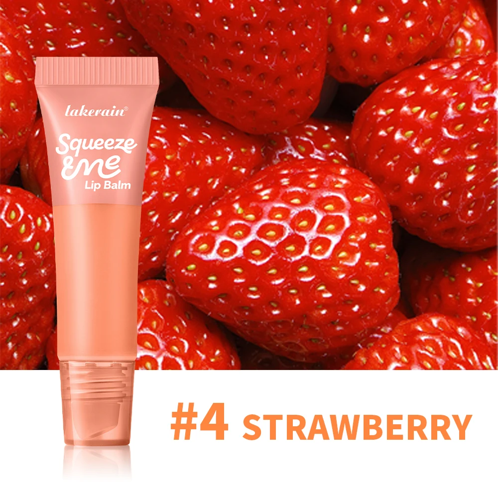 Lip Gloss Long Lasting Moisturizing Lip Balm with Hyaluronic Acid Sheer Strawberry Flavor Squeeze Tube Plumping Gloss Hydration