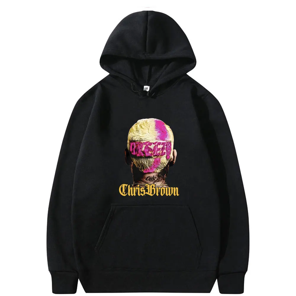 Rapper Chris Bruine Luchtige Print Hoodie Heren Hiphop Oversized Trui Hoodies Heren Casual Fleece Katoenen Trainingspak