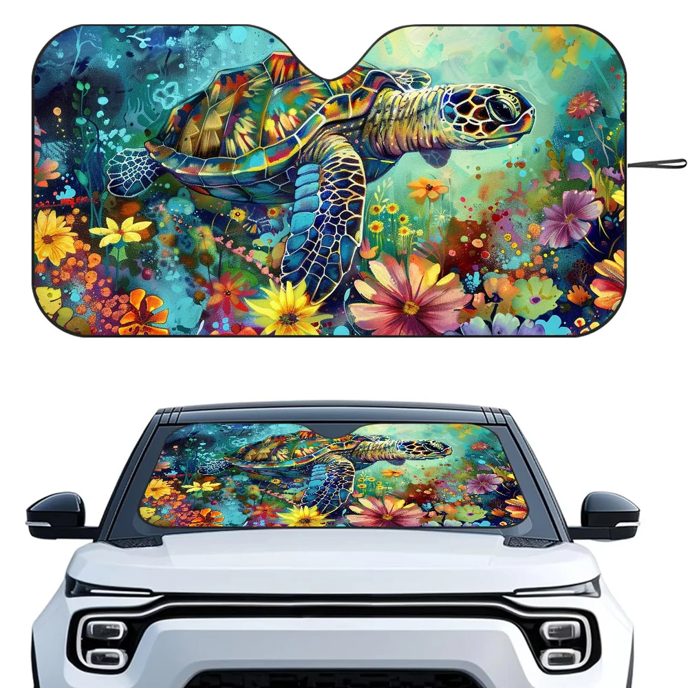 

Морская черепаха с принтом автомобиля SunSha, теплоизоляционная алюминиевая пленка, лобовое стекло, солнцезащитные козырьки, блоки УФ-лучей, автомобильный солнцезащитный козырек