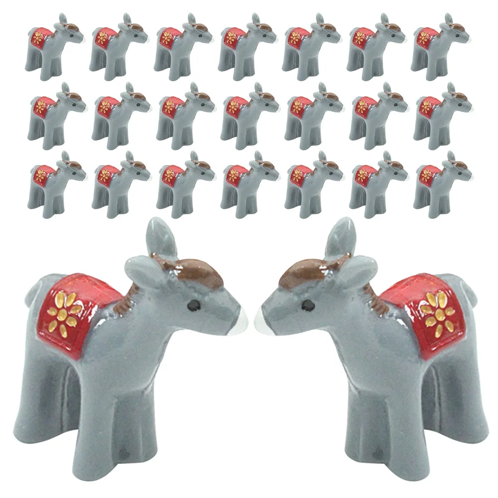 

24Pcs Miniature Donkey Figurines Detailed Resin Small Donkey Statues DIY Fairy Garden Moss Landscape Accessories