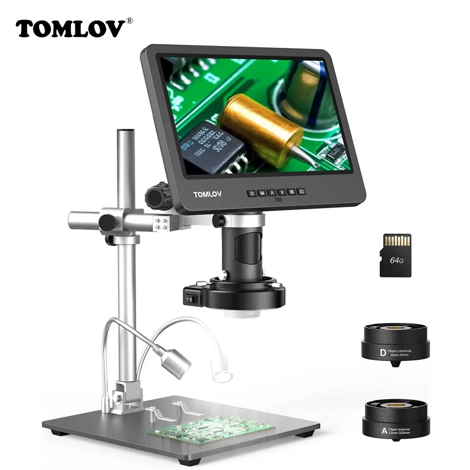 Tomlov-microscópio Digital para Reparação de Telefone Microscópio Digital Coin View Dm602 Pro Hdmi 2000x Lens 10.1 Ips Lcd Pcb Solda
