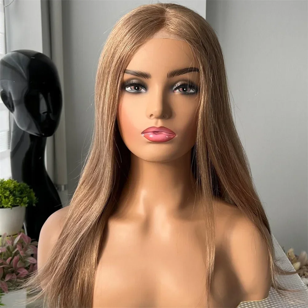 

Brown Glueless Soft Long straight 5x5 Silk Base Jewish Human Hair With BabyHair HD Lace European Hair Preplucked