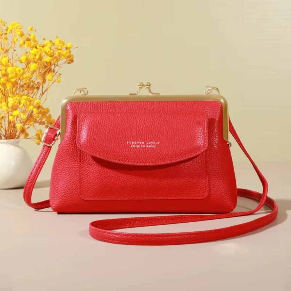 

Elegant Zipper Phone Crossbody Bag Solid Color PU PU Leather Wallet Adjustable Strap Coin Purse Women Card Holder Lady