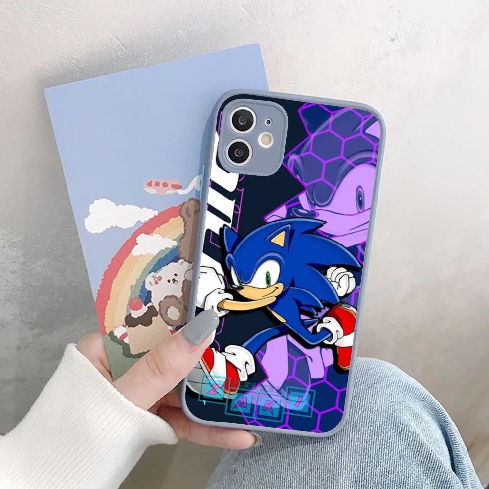 Anime Cartoon S-Sonics H-Hedgehogs Phone Case For IPhone 14 11 12 13 Mini Pro Max 8 7 Plus X XR XS MAX Translucent Matte Cover