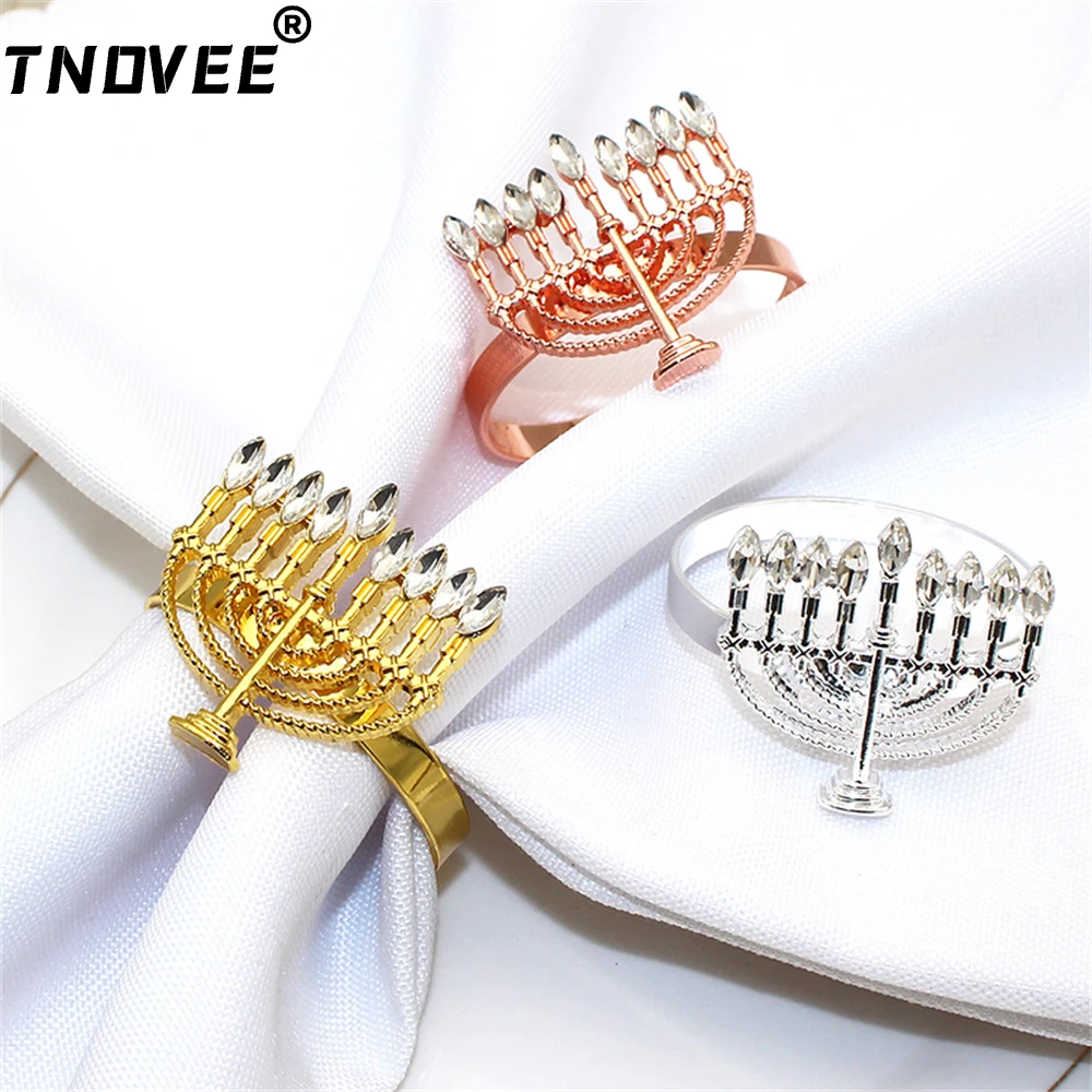 60Pcs Hanukkah Napkin Rings Menorah Napkin Buckles for Wedding Banquet Dinner Hanukkah Table Decoration ERC297