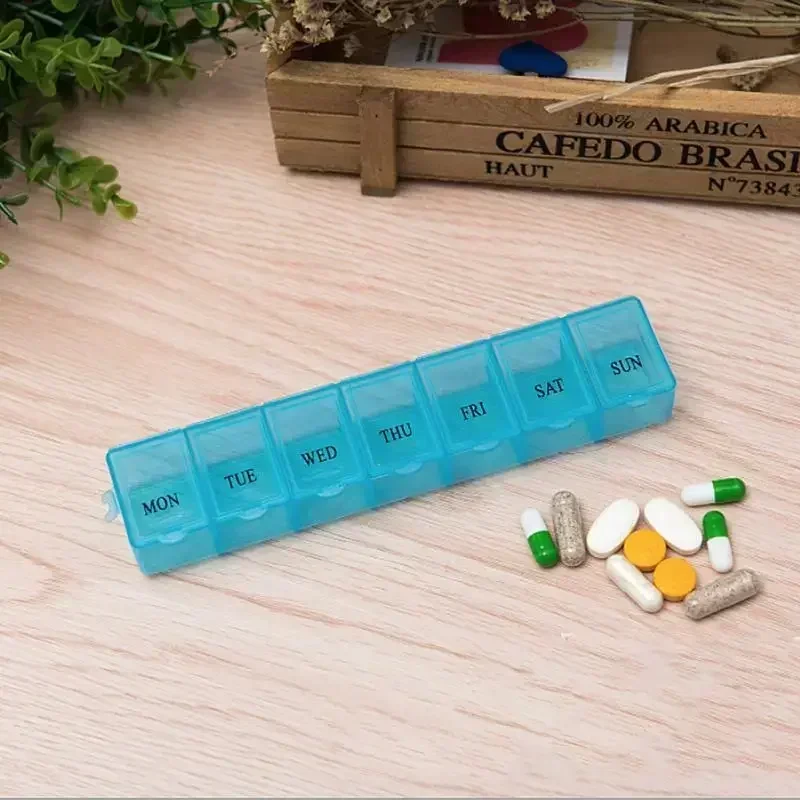 약통 Portable 7 Day Pill Box Organizer Travel Pill Box Pill Storage Compartment Box Medicine Tablet Holder PillSplitter Таблетница