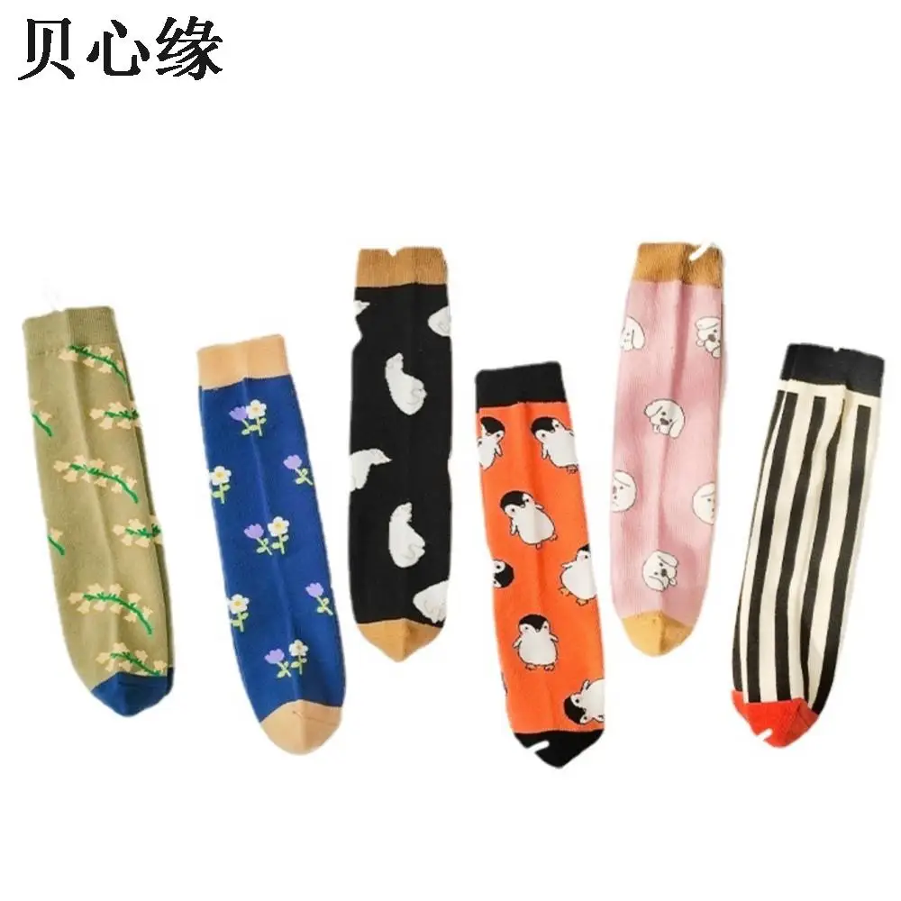 Children knee high sock fall  winter spring period boy socks cotton stocking cartoon cute baby girl students tube socks