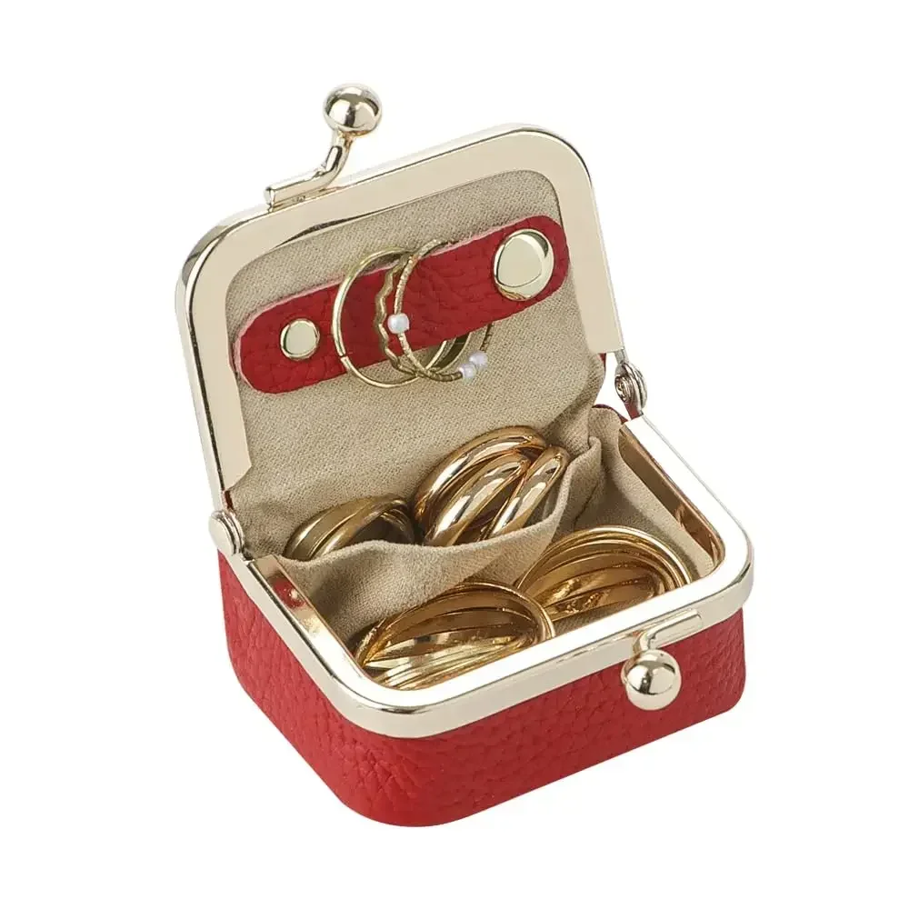 URBAN MASTER Genuine Leather Mini Jewelry Coin Purse Solid Color Kiss Lock Change Pouch Casual Small Storage Bag for Women 1894