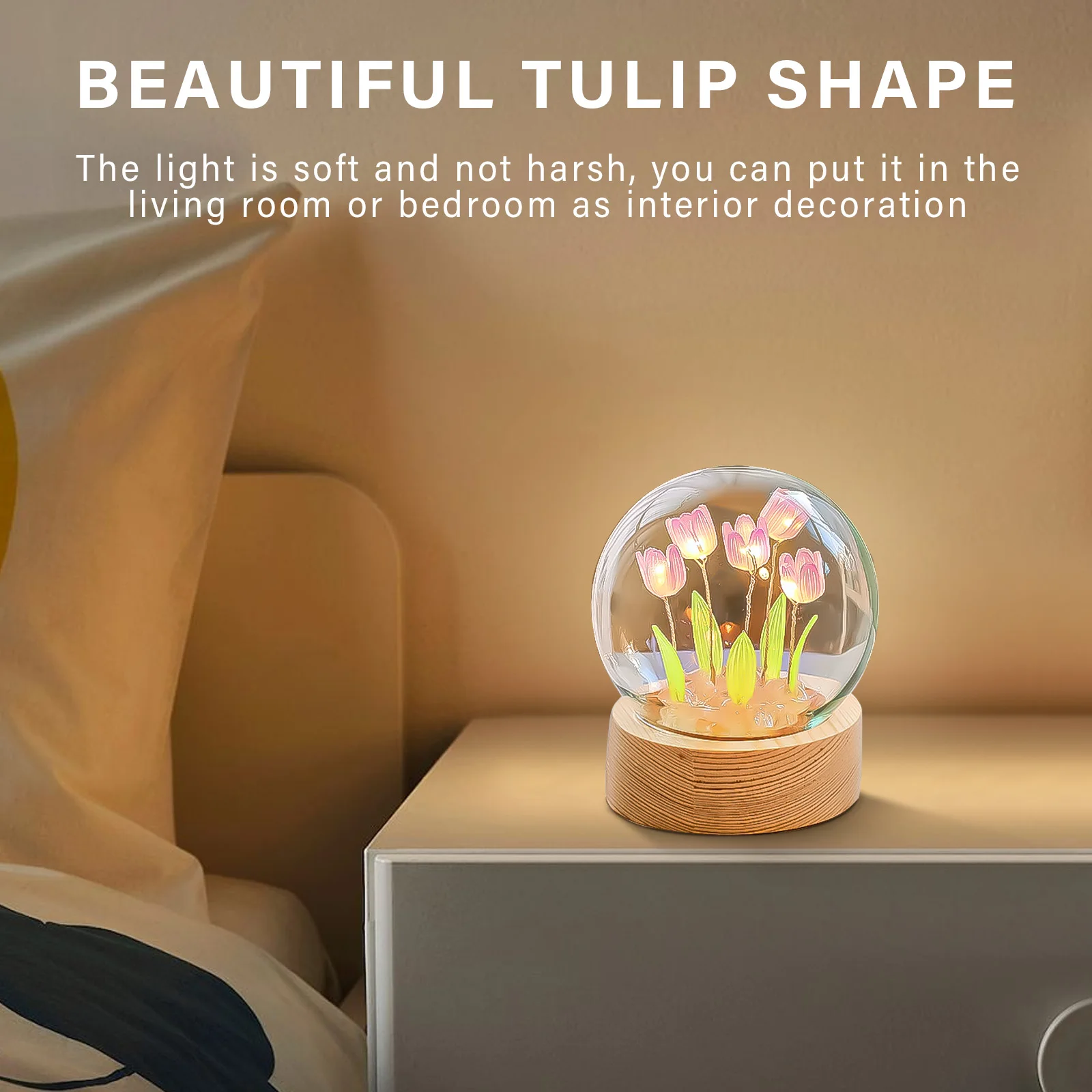 Tulip Decorative Light Ornaments Mini Atmosphere Lamp Handicrafts Finished Product Holiday Gifts Home Decor for Festival Party