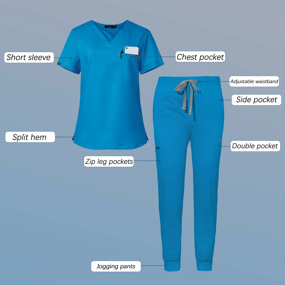 도매 클리닉 스크럽 세트 고품질 간호 유니폼 의료 의사 간호사 작업복 여성 남성 수술 가운 치과 의사 작업복