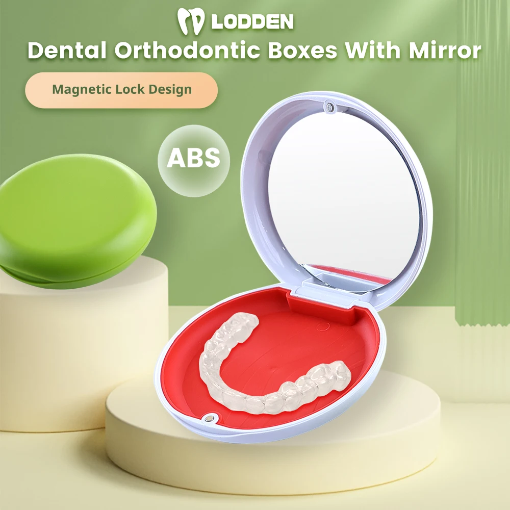 10pcs Dental Retainer case with Mirror Magnetic Lock Fake Teeth Denture Storage Box Orthodontic Aligner Retainer Braces Containe