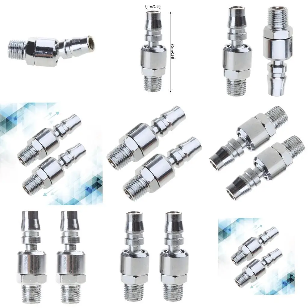 

652F 1/4 "Rotary Air Plug- 2-Piece Set Industrial Rotary Coupler and Plug 1/4" NPT External Thread Air Hose- Fittings-