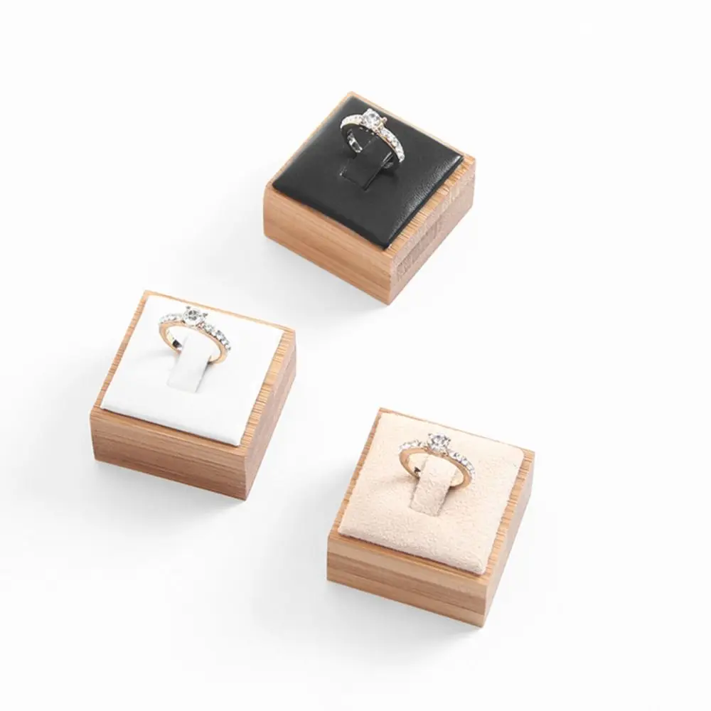 Jewelry Display Travel Small Solid Color Wedding Ring Box Wooden Jewelry Show Props Ring Holder Case Earrings Rings Organizer