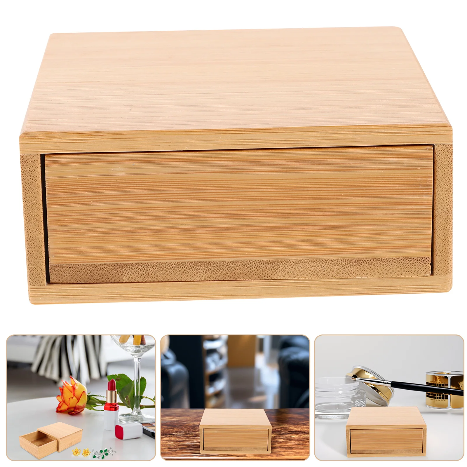 

Wooden Jewelry Box Bamboo Small Organizer Keepsake Storage Case For Rings Bracelets Watches Trinkets Vintage Home Decor Gift