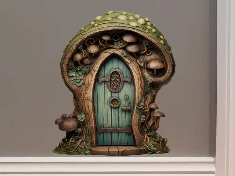 

Green Mushroom Fairy Door - Fairy Door 3D Wall Sticker