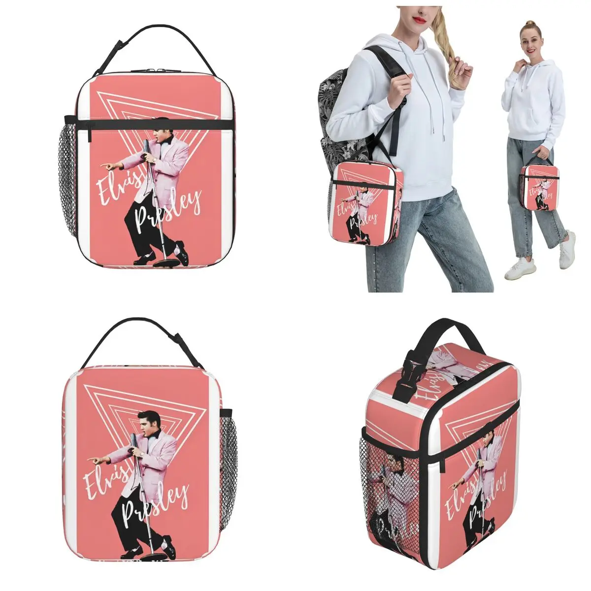 E-Elvis Presley Merch Insulated Lunch Bag For Picnic Food Container Portable Thermal Cooler Lunch Boxes