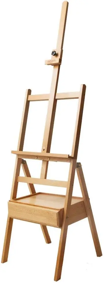 

Регулируемый напольный мольберт из бука для художников, 43,5x44x150 см, с выдвижным ящиком и комплектом для сборки