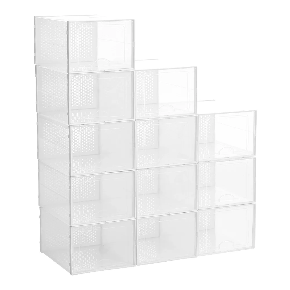 White 36cm 12pcs Clear Plastic Shoe Storage Boxes