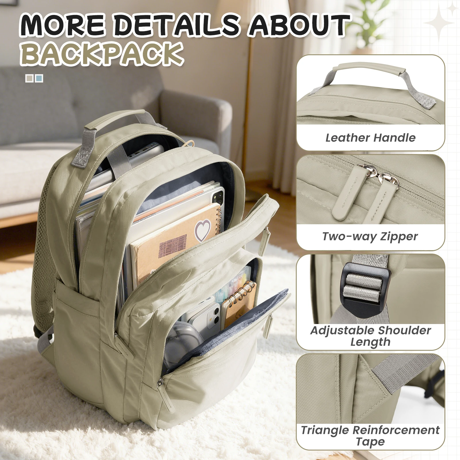 Women's Backpack, College Student School Bag, Women Laptop Bag Large Capacity Multi-Layer Large Capacity Storage Bag Backpack