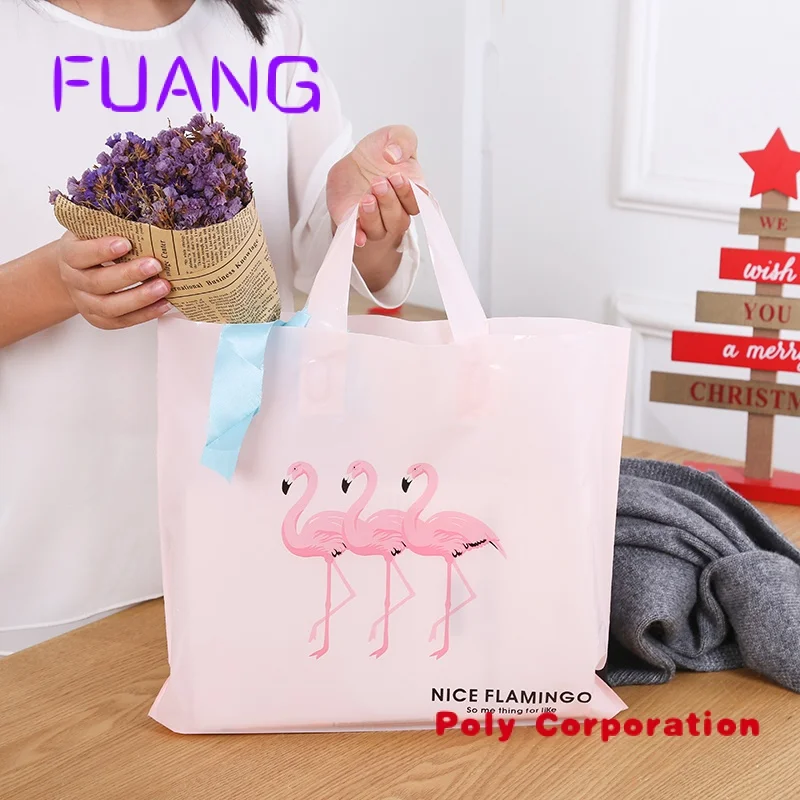 Custom  Custom poly bag soft loop handles LDPE/HDPE Shopping clear plastic bag for clothing packaging