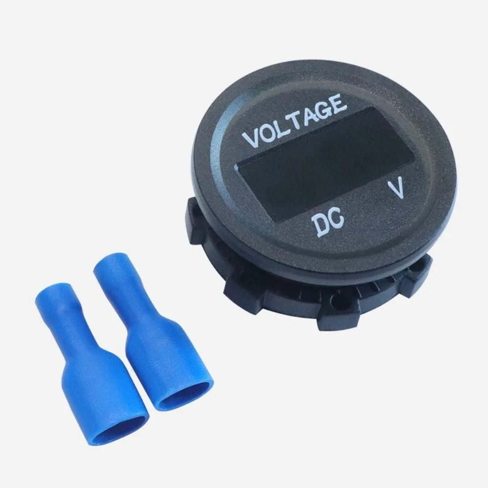 Blue / Red Digital Voltmeter DC 12V Insulated Terminals Round Panel Voltmeter Waterproof LED Voltmeter Track Electrical Status