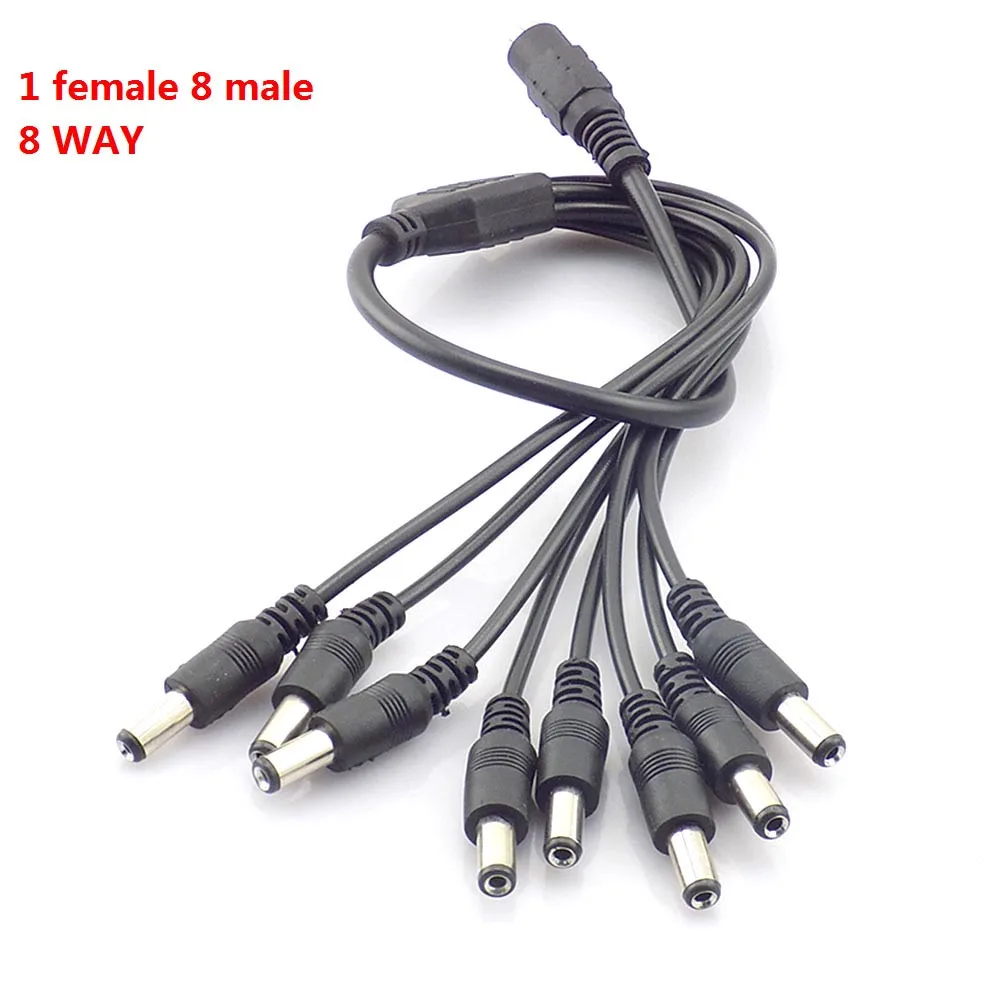 1 fêmea para 8 cabo divisor masculino, 12v dc adaptador de alimentação para câmera, luz de tira conduzida q1, 10pcs