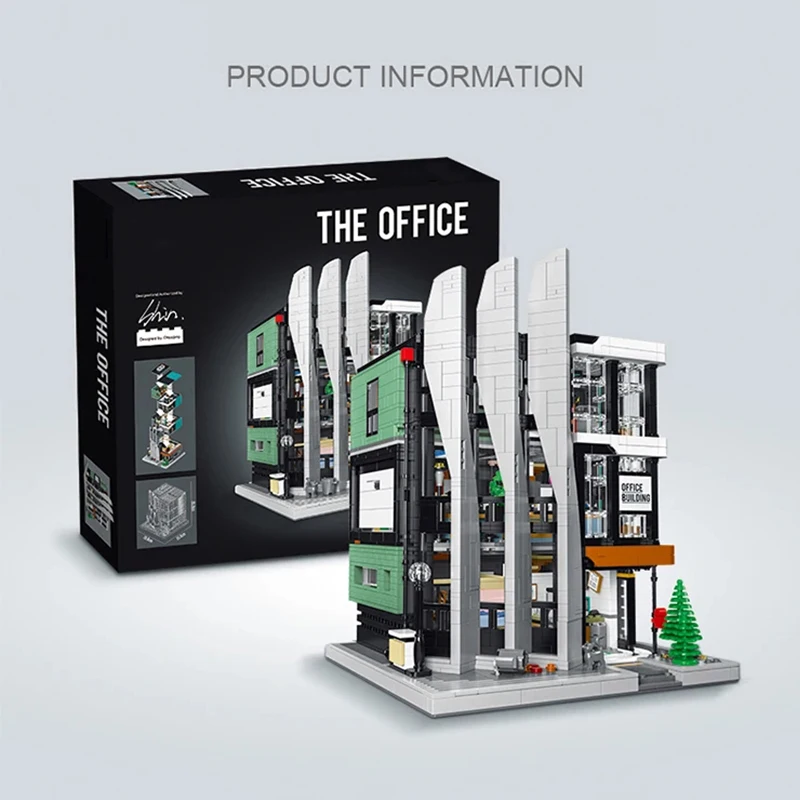 MOC-décennie s de construction de bureaux, 3828 pièces, ensemble de nuit créatif, vue sur la rue, maison modulaire, assemblage de briques, jouets à monter soi-même, cadeaux pour enfants