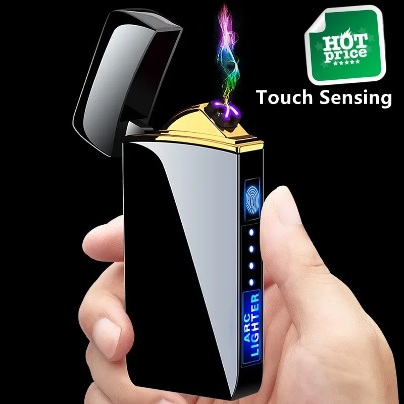 Windproof Double Arc Powerful Pulse Creative USB Personalized Igniter High Quality Touch Ignition Gadgets Exclusive Men\'s Gift