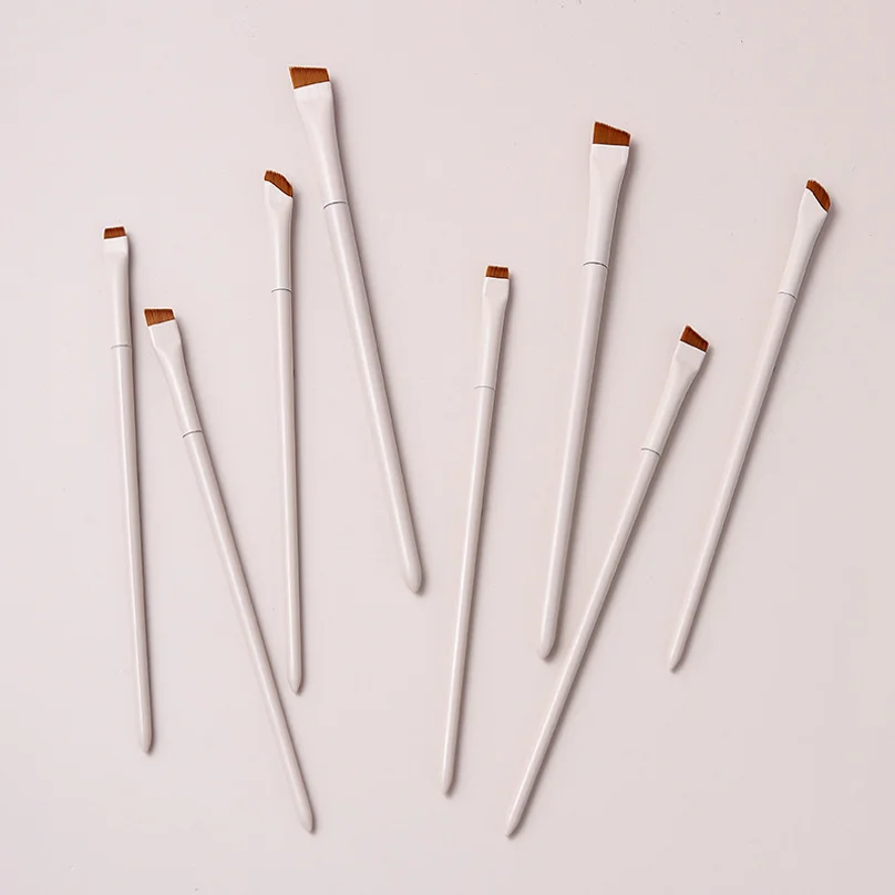 9pcUpgrade Blade Eyeliner Brush Ultra Thin Fine Angle Flat Eyebrow Brush Under The Eye Makeup Brushes Precise Detail Brush White