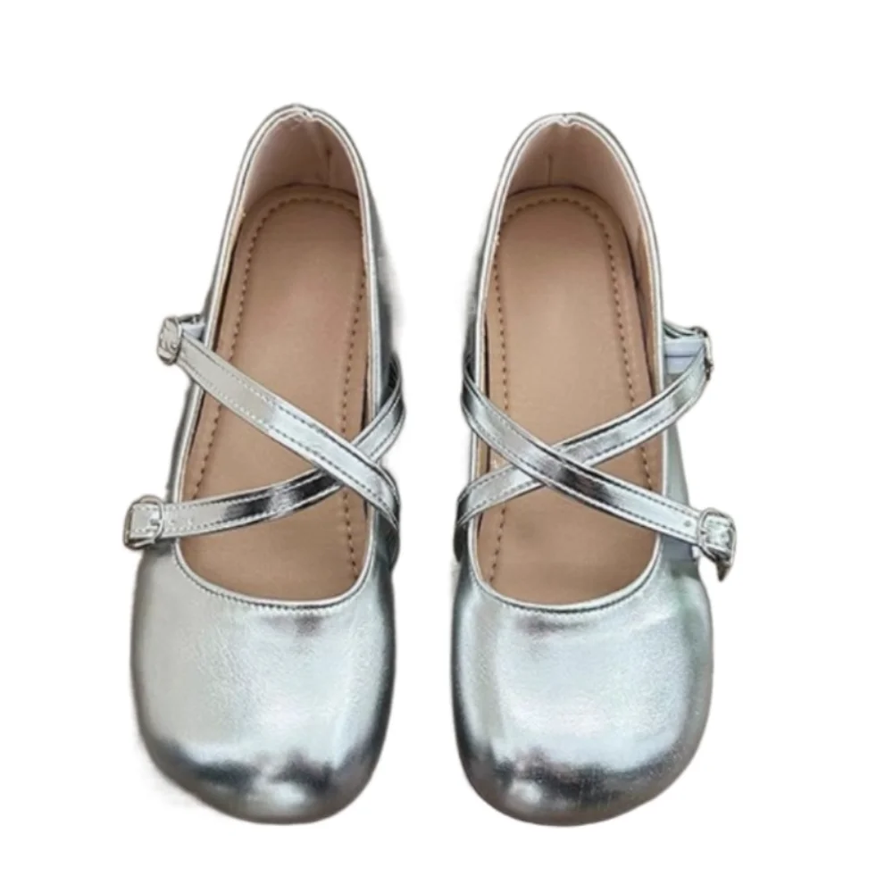 

Модные милые туфли без шнуровки на плоской подошве, кожаные балетки с круглым носком, женские туфли Мэри Джейн на мягкой подошве